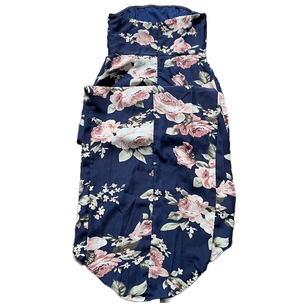 SHOWPO NAVY BLUE FLORAL “TAKE IT FROM THE TOP” STRAPLESS MAXI DRESS - Picture 11 of 14